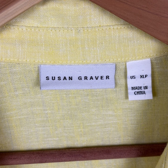 Susan Graver Women Linen LongSleeve Tunic Button Up Shirt XLP Breathable Coastal - Picture 4 of 9